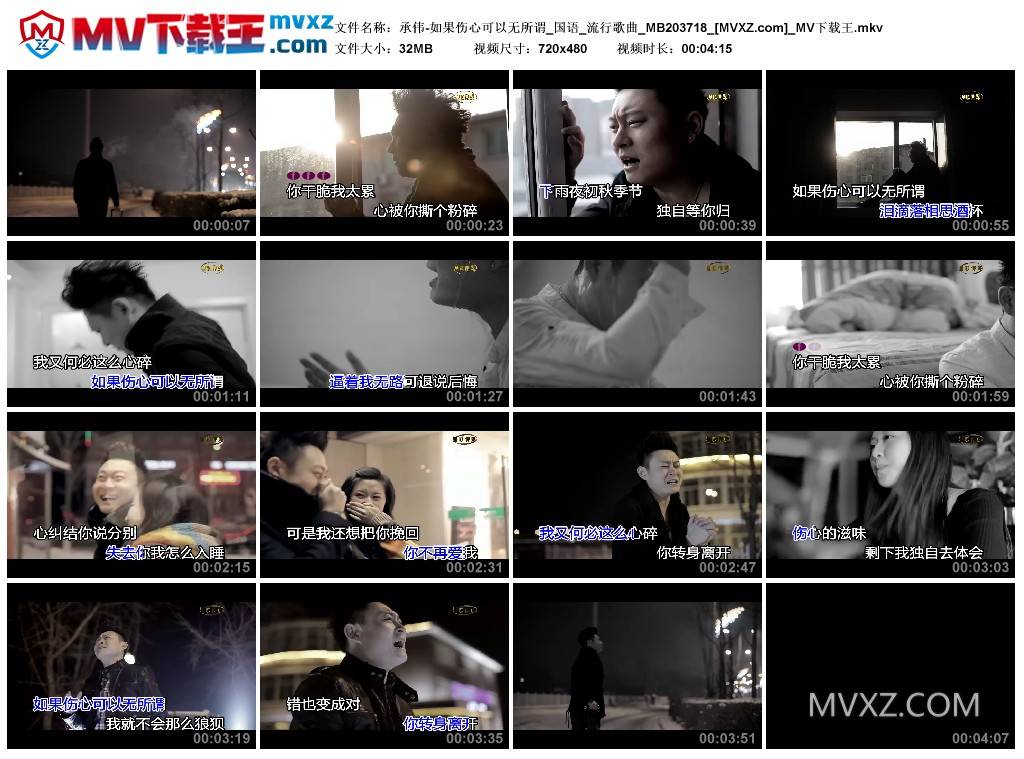 承伟-如果伤心可以无所谓_国语_流行歌曲_MB203718